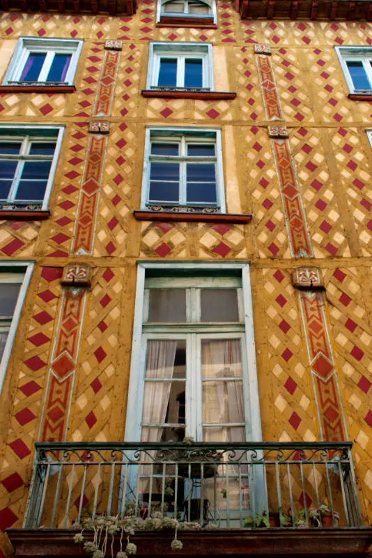 Polychrome Wooden Facade in Historic Rennes, Bretagne