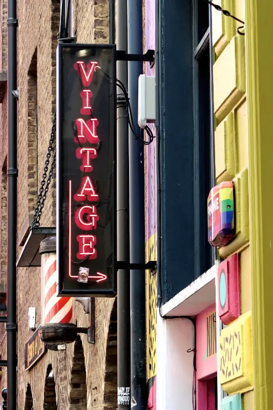 Vintage clothing store sign in Temple Bar, Dublin