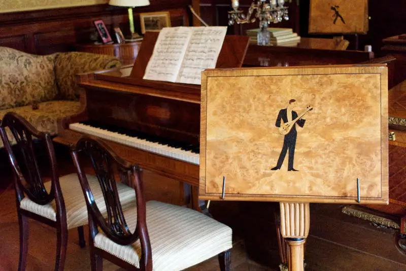Piano in the music room at Russborough House, Co. Wickow