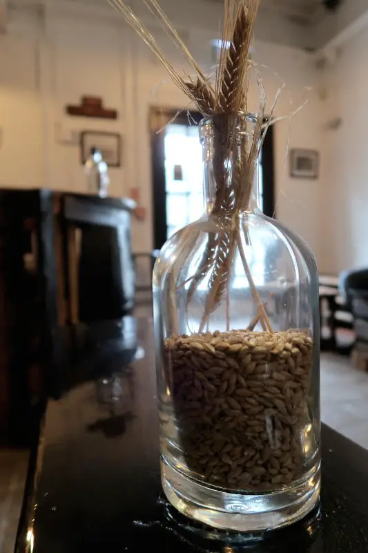 Grains in a bottle at Kilbeggan Distillery, Co. Westmeath, Ireland