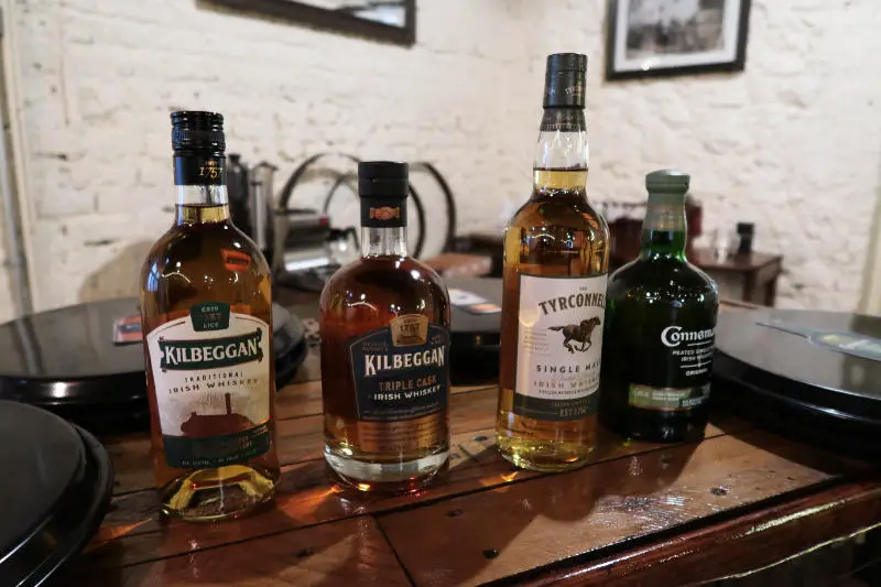 Bottles of Whiskey during Kilbeggan Distillery Tour in Co. Westmeath, Ireland
